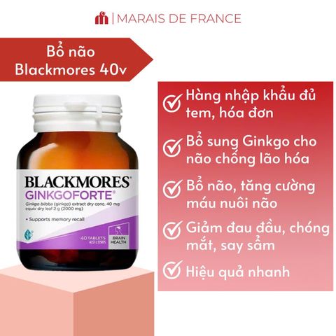Viên uống Blackmores Ginkgoforte chiết xuất bạch quả hỗ trợ trí nhớ - Lọ 40 viên