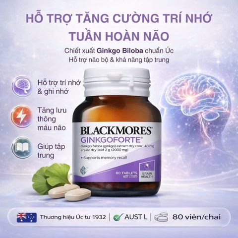 Viên uống Blackmores Ginkgoforte chiết xuất bạch quả hỗ trợ trí nhớ - Lọ 40 viên