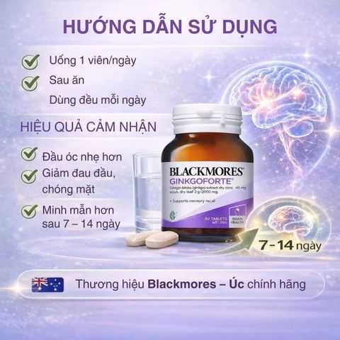 Viên uống Blackmores Ginkgoforte chiết xuất bạch quả hỗ trợ trí nhớ - Lọ 40 viên