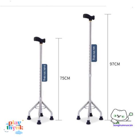 Giá Đỡ Đi Bộ 3-4 Chân Cho Người Già - Gậy Tập Đi Inox Chống Trơn - Bền Đẹp, Điều Chỉnh Cao Thấp - Giao Hàng Nhanh Tại Nội Thành