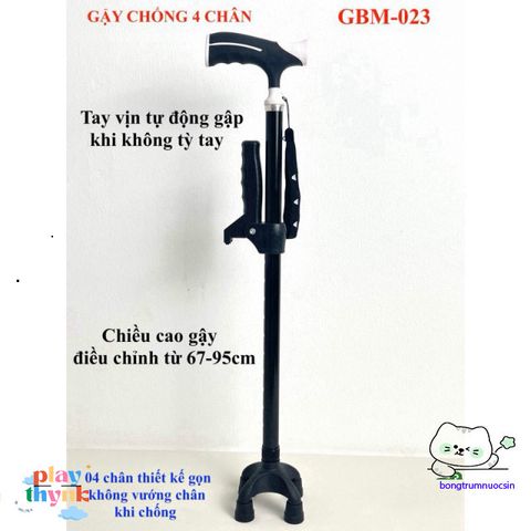 Gậy Chống Đi 4 Chân Cao Cấp - Hỗ Trợ Người Già & Phục Hồi Chức Năng - Gậy Đi Hỗ Trợ An Toàn, Điều Chỉnh Độ Cao tiện lợi