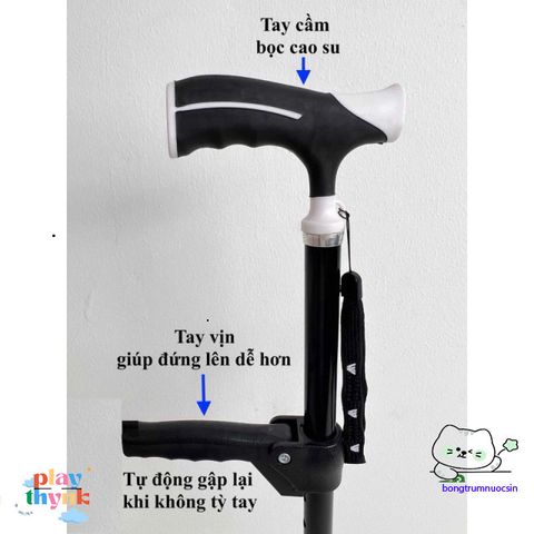 Gậy Chống Đi 4 Chân Cao Cấp - Hỗ Trợ Người Già & Phục Hồi Chức Năng - Gậy Đi Hỗ Trợ An Toàn, Điều Chỉnh Độ Cao tiện lợi