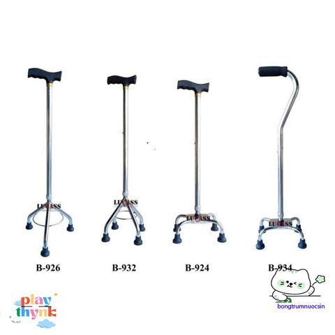 Gậy Lucass B-934 4 Chân Điều Chỉnh Chiều Cao - Hỗ Trợ Đi Lại Cho Người Già, Người Ốm, Phục Hồi Chức Năng
