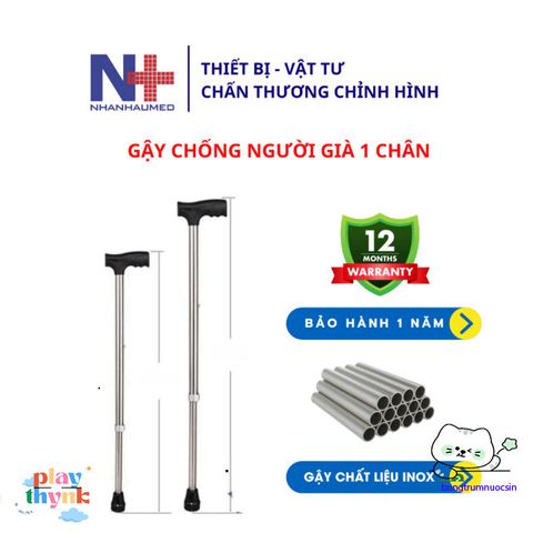 Gậy Chống Một Chân Inox Cho Người Già - Giải Pháp An Toàn Hỗ Trợ Đi Lại - Gậy Batong Chắc Chắn, Không Gỉ, Điều Chỉnh Chiều Cao