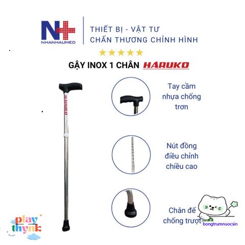Gậy Chống Một Chân Inox Cho Người Già - Giải Pháp An Toàn Hỗ Trợ Đi Lại - Gậy Batong Chắc Chắn, Không Gỉ, Điều Chỉnh Chiều Cao