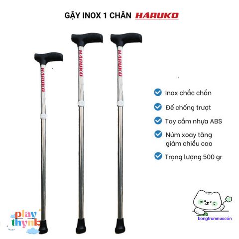 Gậy Chống Một Chân Inox Cho Người Già - Giải Pháp An Toàn Hỗ Trợ Đi Lại - Gậy Batong Chắc Chắn, Không Gỉ, Điều Chỉnh Chiều Cao