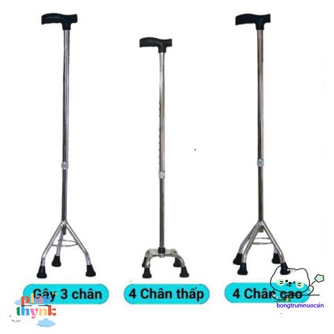 Gậy Ba Chân Lucass - Giúp Người Già, Bệnh Nhân Đi Lại An Toàn, Chất Liệu Sắt Mạ Crom, Điều Chỉnh Chiều Cao Tối Đa 94cm