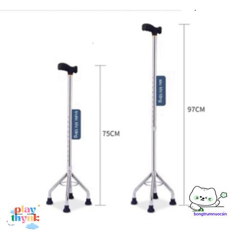 Gậy Tập Đi 4 Chân Lucass - Gậy Chống Trượt Dành Cho Người Già, Người Khuyết Tật - Điều Chỉnh Độ Cao Sáng Bóng Bền Bỉ