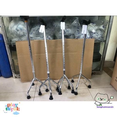 Gậy Tập Đi 4 Chân Lucass - Gậy Chống Trượt Dành Cho Người Già, Người Khuyết Tật - Điều Chỉnh Độ Cao Sáng Bóng Bền Bỉ