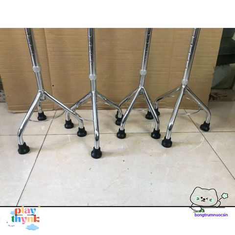 Gậy Tập Đi 4 Chân Lucass - Gậy Chống Trượt Dành Cho Người Già, Người Khuyết Tật - Điều Chỉnh Độ Cao Sáng Bóng Bền Bỉ
