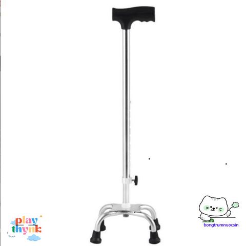 Gậy Chống 4 Chân Cao Cấp An Toàn cho Người Già - Dụng Cụ Đi Lại Chắc Chắn và Tiện Lợi, Có Nấc Chỉnh Chiều Cao