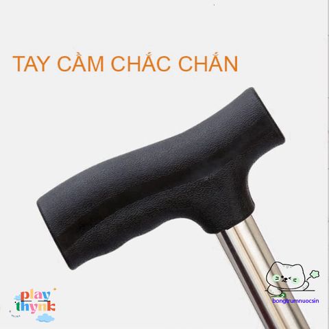 Gậy Chống 4 Chân Cao Cấp An Toàn cho Người Già - Dụng Cụ Đi Lại Chắc Chắn và Tiện Lợi, Có Nấc Chỉnh Chiều Cao