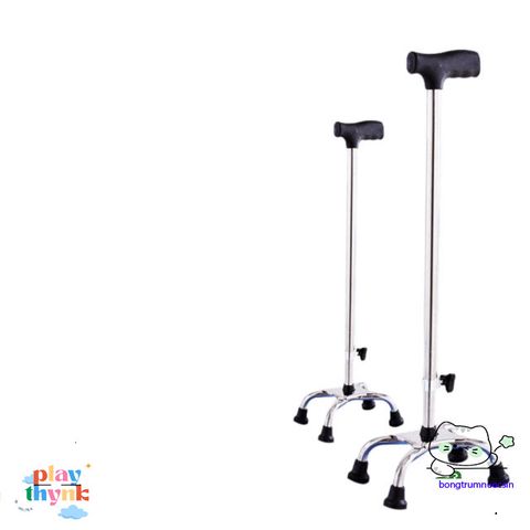 Gậy Đi Bộ Chống Trượt 4 Chân Dành Cho Người Lớn Tuổi, Điều Chỉnh Chiều Cao 63-88cm - Hợp Kim Nhôm/Inox Bền Bỉ, An Toàn Khi Đi Lại