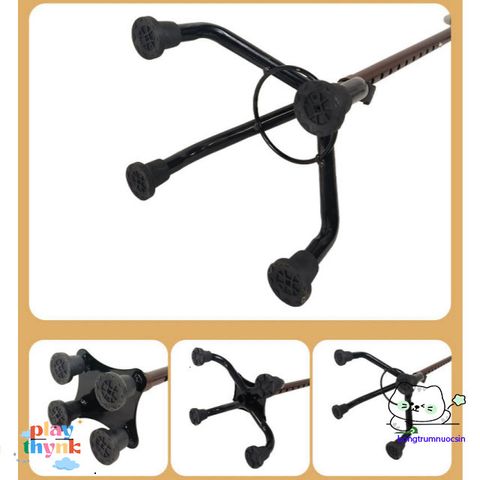 Gậy Đi Bộ Chống Trượt 4 Chân Dành Cho Người Lớn Tuổi, Điều Chỉnh Chiều Cao 63-88cm - Hợp Kim Nhôm/Inox Bền Bỉ, An Toàn Khi Đi Lại