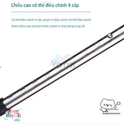 Gậy Bốn Chân Inox Điều Chỉnh Cho Người Già - An Toàn, Chắc Chắn, Chiều Cao 65-90cm, Hỗ Trợ Đi Lại Sau Chấn Thương