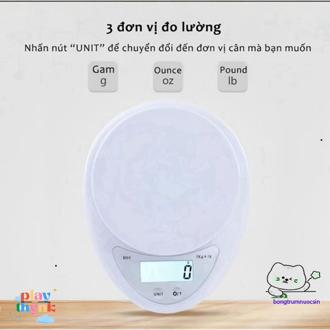 Cân Điện Tử Mini 5Kg B05 - Chính Xác và Đa Năng, Thiết Kế Nhỏ Gọn Cho Bếp, Làm Bánh và Pha Chế