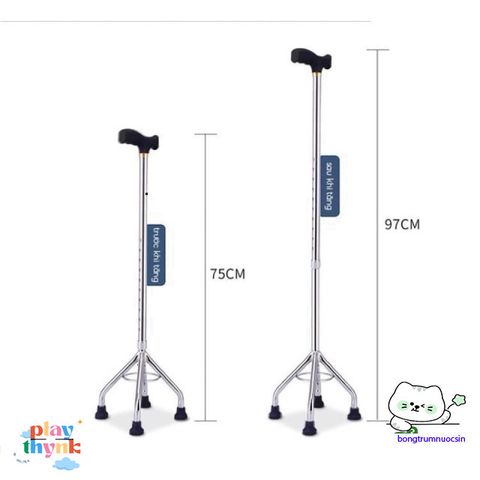 Gậy Đi Bộ Đa Năng 3-4 Chân Lucass - Adjustable Walking Stick with 10 Heights for Seniors and Disabled Users
