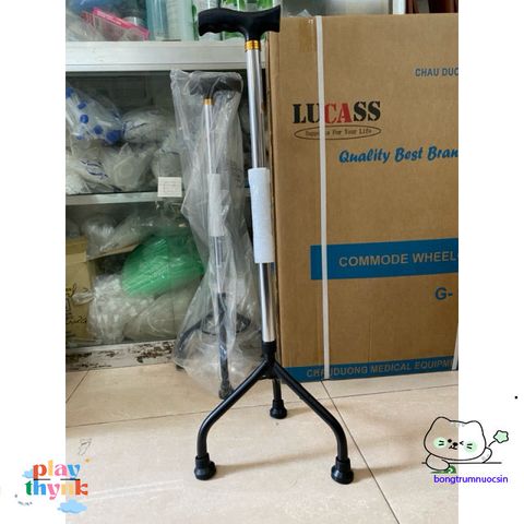 Gậy Đi Bộ Đa Năng 3-4 Chân Lucass - Adjustable Walking Stick with 10 Heights for Seniors and Disabled Users