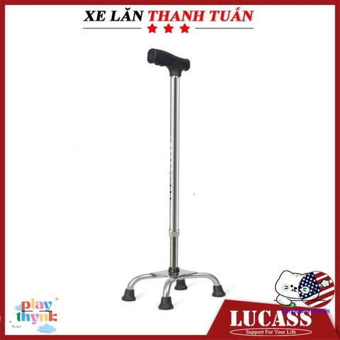 Gậy đi lại Lucass B924 4 chân - Thiết bị hỗ trợ di chuyển cho người lớn tuổi, có thể điều chỉnh chiều cao, an toàn và chắc chắn.