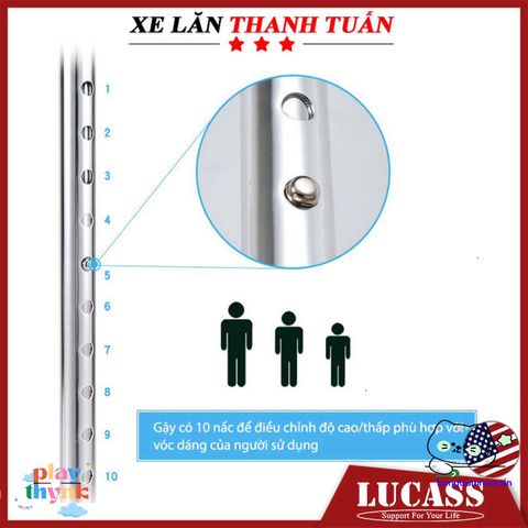 Gậy đi lại Lucass B924 4 chân - Thiết bị hỗ trợ di chuyển cho người lớn tuổi, có thể điều chỉnh chiều cao, an toàn và chắc chắn.