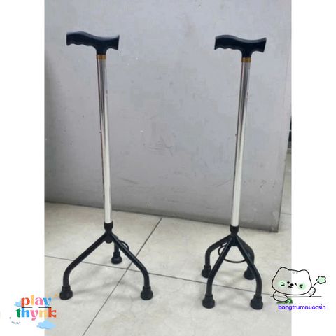Gậy đi bộ Lucass 3 chân cho người già - Cây chống điều chỉnh chiều cao, chất liệu sắt mạ crom, bền đẹp, hỗ trợ phục hồi chức năng.