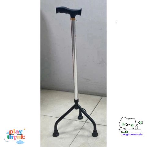 Gậy đi bộ Lucass 3 chân cho người già - Cây chống điều chỉnh chiều cao, chất liệu sắt mạ crom, bền đẹp, hỗ trợ phục hồi chức năng.