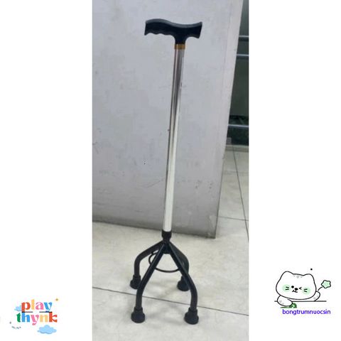 Gậy đi bộ Lucass 3 chân cho người già - Cây chống điều chỉnh chiều cao, chất liệu sắt mạ crom, bền đẹp, hỗ trợ phục hồi chức năng.