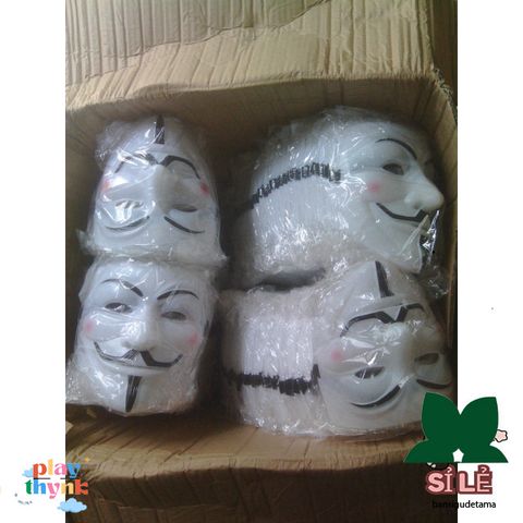 Mặt Nạ Hacker Anonymous Trắng - Phụ Kiện Hóa Trang Halloween Độc Đáo, Thế Giới Cyberpunk