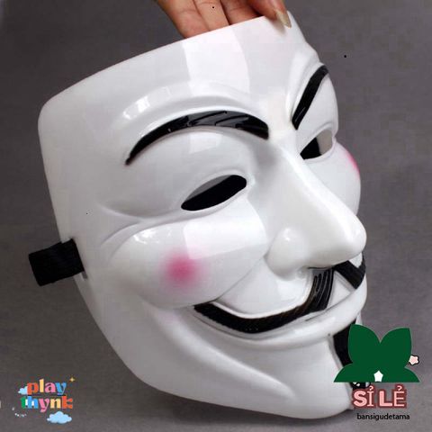 Mặt Nạ Hacker Anonymous Trắng - Phụ Kiện Hóa Trang Halloween Độc Đáo, Thế Giới Cyberpunk