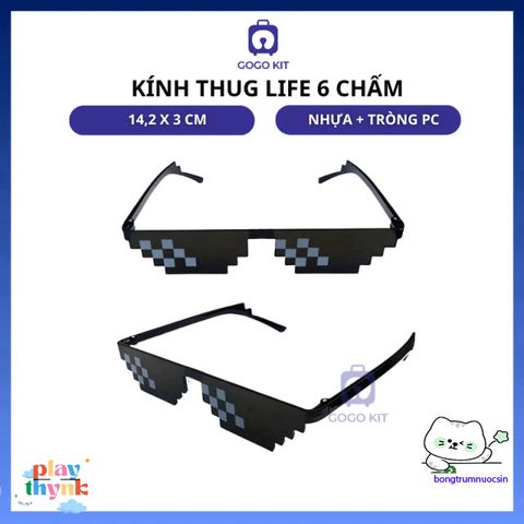Kính Thug Life Pixel Mosaic 2D - Kính Râm Unisex Thời Trang, Gamers & Cosplayers, Chống Nắng Hoàn Hảo, Phong Cách 8-bit