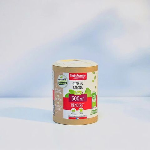 Bổ Não Ginkgo Biloba Hữu Cơ Nat&Form 500mg - Tăng Cường Tập Trung, Giảm Stress - 200 Viên Thực Phẩm Chức Năng