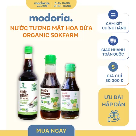 Nước Tương Mật Hoa Dừa Organic Sokfarm Ít Muối - Gia Vị Lên Men Tự Nhiên Cho Cách Ăn Lành Mạnh, Phù Hợp Ăn Chay, Không Đậu Nành