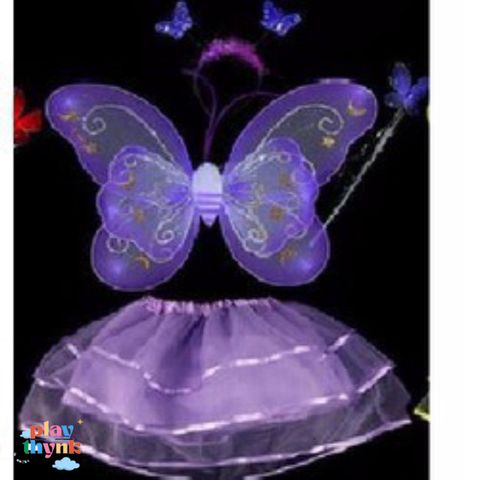 Bộ Hóa Trang Cánh Bướm Thiên Thần Dễ Thương Cho Bé - Vải Voan Mềm, Gồm Váy, Gậy và Cài Tóc - Màu Hồng, Đỏ, Vàng