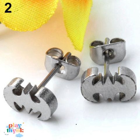 Khuyên Tai Hình Dơi Punk - Khuyên Tai Thời Trang Bằng Thép Không Gỉ Unisex, Phong Cách Năng Động cho Tiệc Tùng và Hàng Ngày