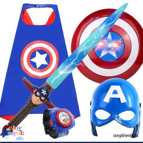 Bộ trang phục hóa trang Đội trưởng Mỹ Captain America cho bé - Siêu anh hùng Avengers, quà tặng lý tưởng cho Halloween và các dịp lễ hội