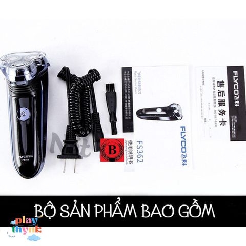 Máy Cạo Râu Điện FLYCO FS362 - 3 Lưỡi, Chống Nước, Thời Gian Sử Dụng Lên Đến 8 Giờ, Cạo Sạch, An Toàn, Chính Hãng Bansigudetama