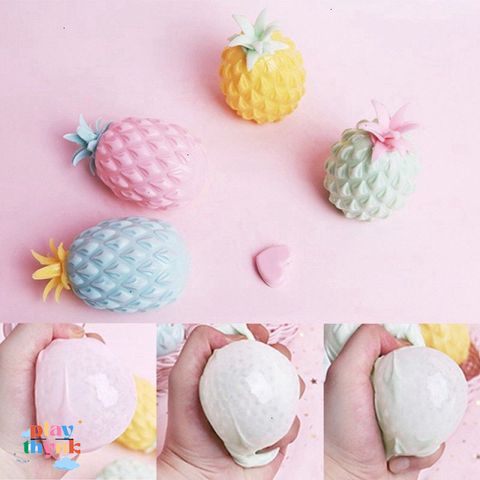 Quả Dứa Xoa Bóp Kawaii - Đồ Chơi Giải Tỏa Stress, Quà Tặng Hài Hước, Squeeze Toy Màu Sắc Tươi Sáng 11x8cm