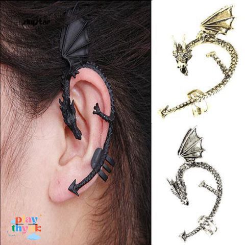 Khuyên Tai Ear Cuff Hình Rồng Gothic - Trang Sức Vintage Độc Đáo Cho Phụ Nữ, Không Cần Xỏ Lỗ, Thời Trang Punk