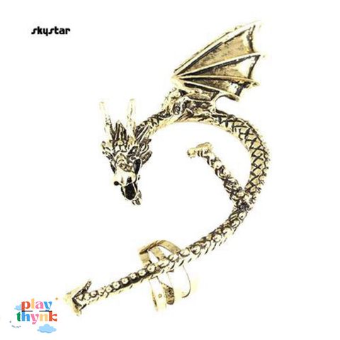 Khuyên Tai Ear Cuff Hình Rồng Gothic - Trang Sức Vintage Độc Đáo Cho Phụ Nữ, Không Cần Xỏ Lỗ, Thời Trang Punk