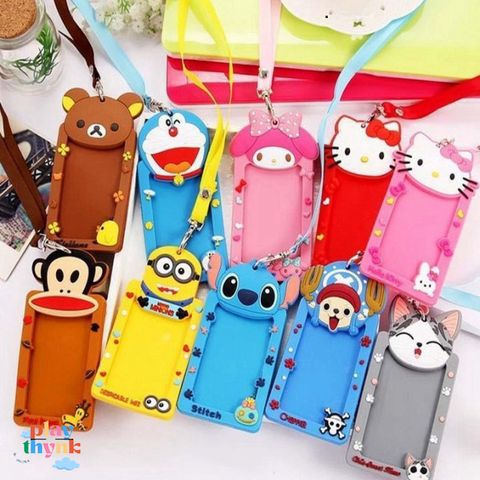 Dây Đeo Thẻ Hình Thú Doremon, Minion, Thỏ, Gấu, Mèo - Phụ Kiện Văn Phòng Học Sinh, Sinh Viên Chất Liệu Silicon Tươi Sáng