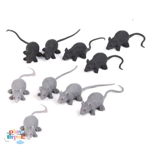 Set 10 Chuột Nhựa Trang Trí Halloween - Mô Hình Chuột Đen Xám Cao Cấp Dùng Trang Trí Nhà Cửa, Đồ Chơi Ma Quái