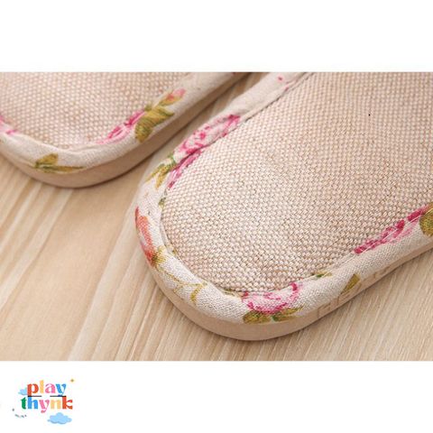 Dép Vải Đi Trong Nhà Hoa Hồng DV.02 - Phong Cách Hàn Quốc Độc Đáo, Êm Ái, Chống Trơn Trượt, Nhiều Kích Cỡ Cho Nam Nữ