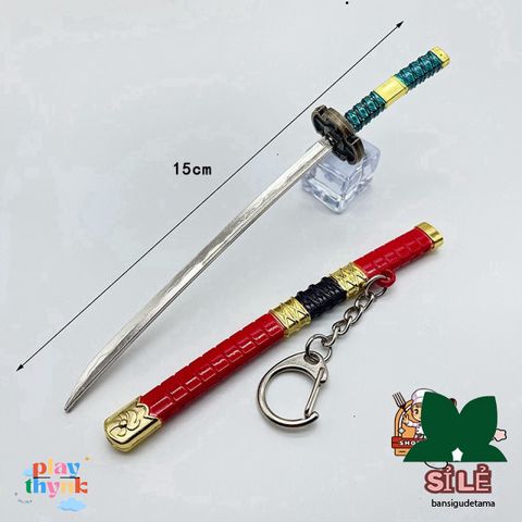 Móc Khóa Mini Kiếm Zoro One Piece - Mô Hình Samurai Anime Chất Liệu Kim Loại An Toàn Dùng Làm Đồ Chơi, Quà Tặng
