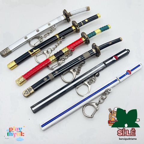 Móc Khóa Mini Kiếm Zoro One Piece - Mô Hình Samurai Anime Chất Liệu Kim Loại An Toàn Dùng Làm Đồ Chơi, Quà Tặng