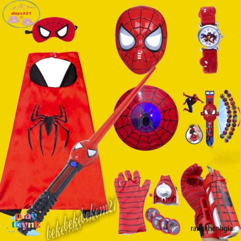 Bộ trang phục siêu anh hùng Spiderman cho trẻ em - Áo choàng và mặt nạ Người Nhện, lý tưởng cho Halloween và vui chơi sáng tạo