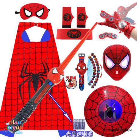 Bộ trang phục siêu anh hùng Spiderman cho trẻ em - Áo choàng và mặt nạ Người Nhện, lý tưởng cho Halloween và vui chơi sáng tạo