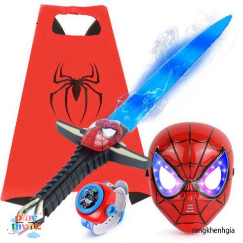 Bộ trang phục siêu anh hùng Spiderman cho trẻ em - Áo choàng và mặt nạ Người Nhện, lý tưởng cho Halloween và vui chơi sáng tạo