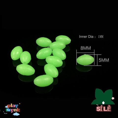 Bộ 100 Viên Cườm Phát Quang Hình Oval - Hạt Câu Cá Lý Tưởng Cho Câu Đêm, Kích Thước 5x8mm, Dụ Cá Hiệu Quả