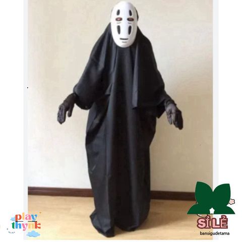 Bộ Cosplay Vô Diện Kaonashi Ghibli - Trang Phục Hóa Trang Halloween và Anime với Mặt Nạ và Găng Tay Đen Thời Thượng