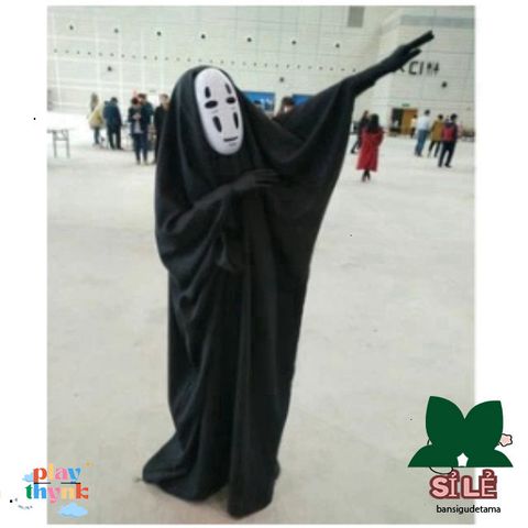 Bộ Cosplay Vô Diện Kaonashi Ghibli - Trang Phục Hóa Trang Halloween và Anime với Mặt Nạ và Găng Tay Đen Thời Thượng